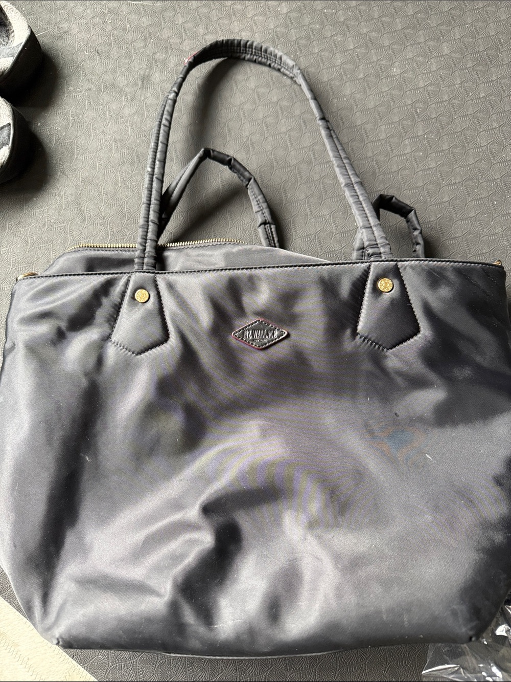 MZ Wallace Black Nylon Tote with Gold Accents